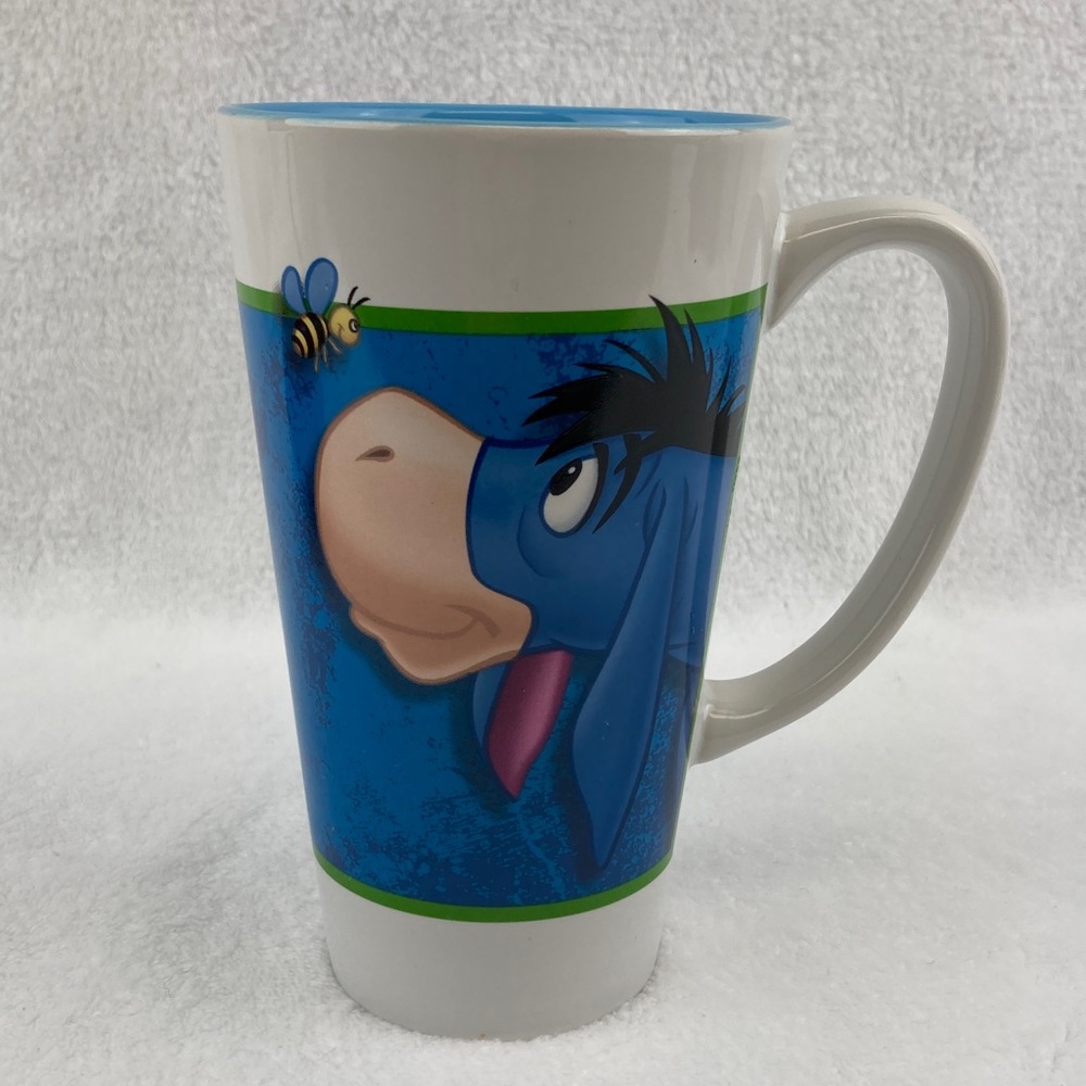Disney Eeyore Smiling with Bumble Bee White Mug 15 oz.